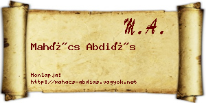 Mahács Abdiás névjegykártya
